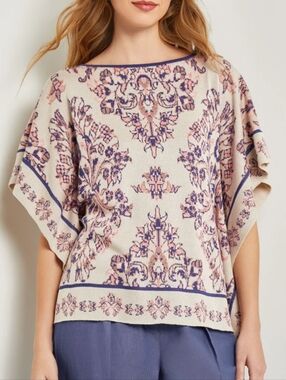 NEW Misook Soft Jacquard Knit Cape Top